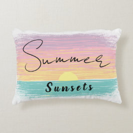 Almofada Decorativa Sunset de Verão de Praia em Pastel