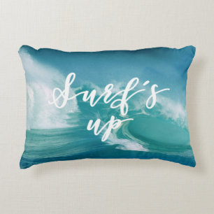 Almofada Decorativa Surf acima da tipografia & das citações do