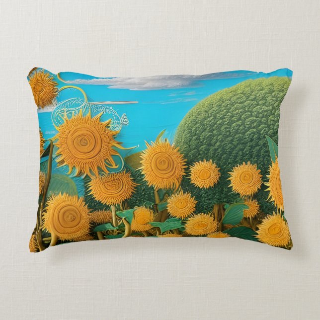 Almofada Decorativa Surreal Sunflower of Yarn (Frente)