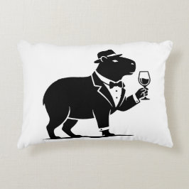 Almofada Decorativa Tacaça de Vinho Capivara Engraçada Minimalista Mod