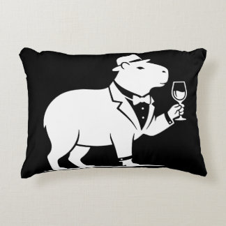 Almofada Decorativa Tacaça de Vinho de Capivara Engraçada Minimalista