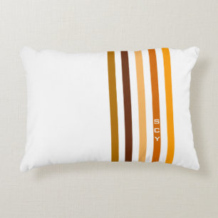Almofada Decorativa Tan Brown Orange Vertical Stripes Monograma