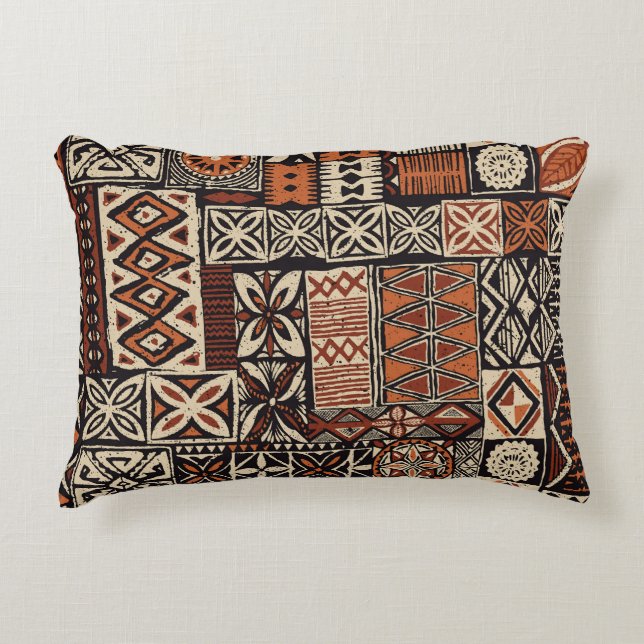 Almofada Decorativa Tapa Havaiana: Patchwork Tribal (Frente)