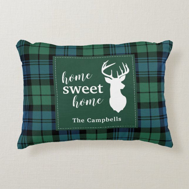 Almofada Decorativa Tartan Christmas Clan Campbell Xadrez Personalizad (Frente)