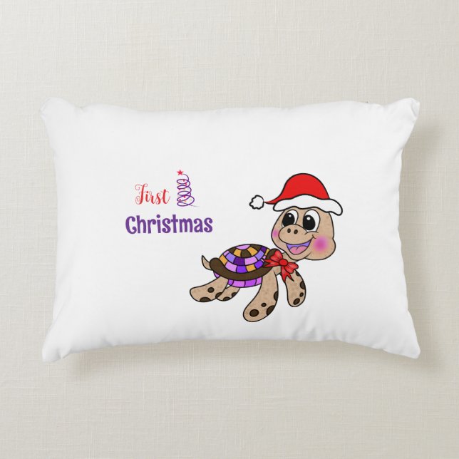 Almofada Decorativa Tartaruga de Natal (Frente)