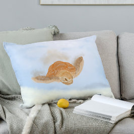 Almofada Decorativa Tartaruga marinha debaixo de água.