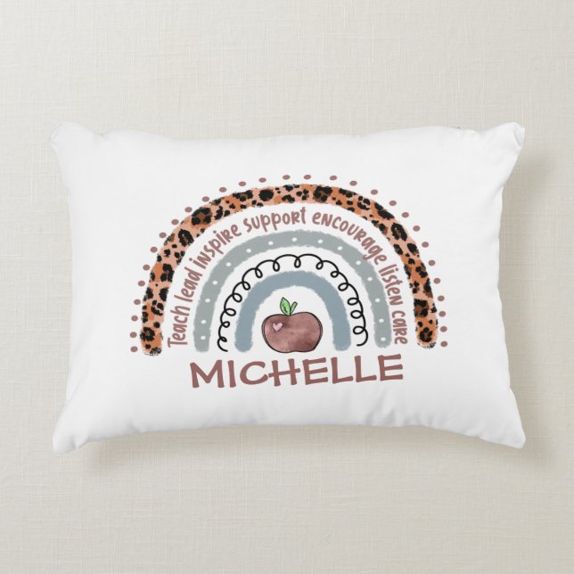 Almofada Decorativa Teacher Core Values Rainbow (Frente)