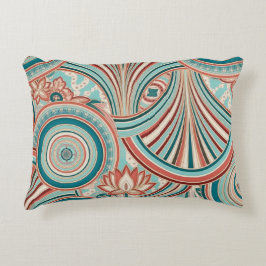 Almofada Decorativa Teal and Coral Nouveau Flow