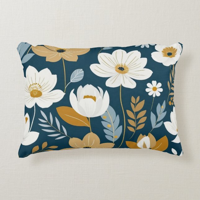 Almofada Decorativa Teal, azul e dourado (Frente)