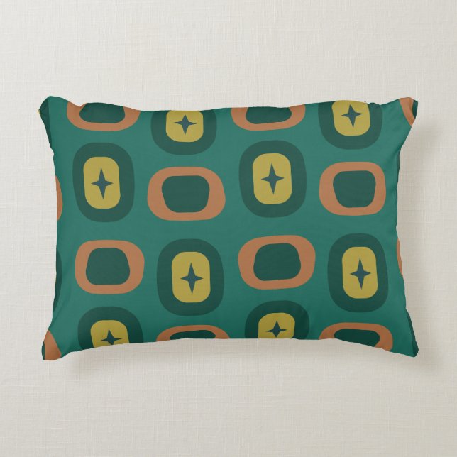 Almofada Decorativa Teal em Formas Geométricas do Século Médio (Frente)