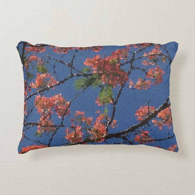 Almofada Decorativa Tecido Floral, Azul (Frente)