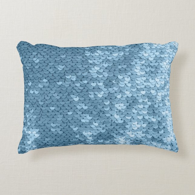 Almofada Decorativa Tecido Sequin: Shimmer Azul Céu. (Frente)
