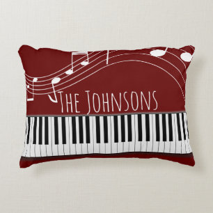 Almofada Decorativa Teclado Piano e Notas Musicais