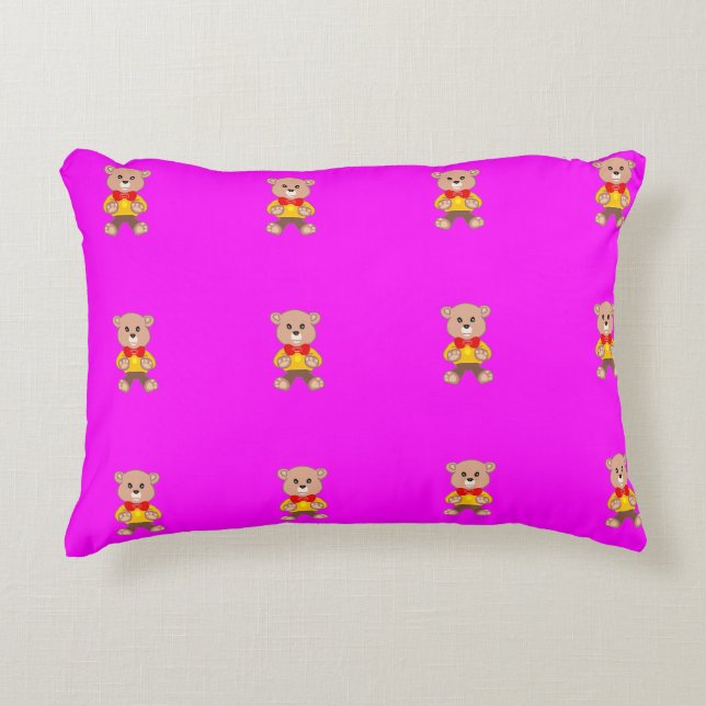 Almofada Decorativa Teddy Bears Modern Pink Magenta (Frente)