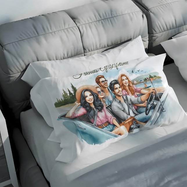 Almofada Decorativa Tema de Viagem de Amigos da Vida (Criador carregado)