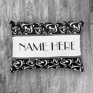 Almofada Decorativa Tema preto e branco da música do teste padrão
