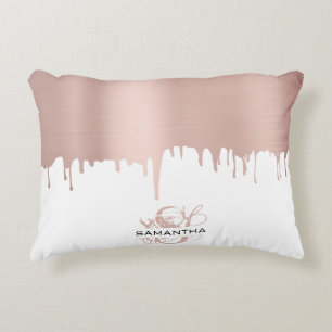 Almofada Decorativa Tendy Rosa cor-de-rosa Dourado Monograma de Drives