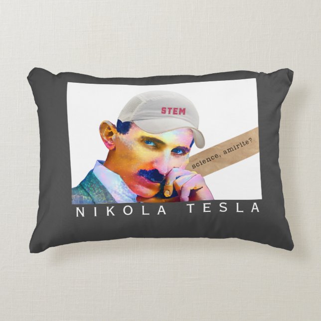 Almofada Decorativa Tesla engraçado  (Frente)