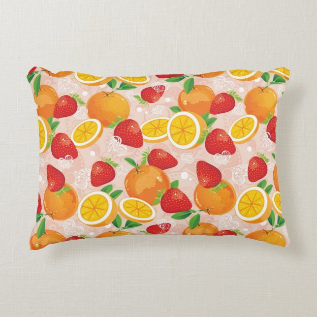 Almofada Decorativa Teste padrão abstrato com morango (Frente)