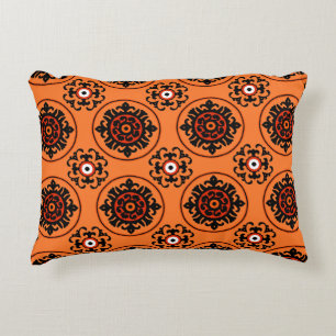 Almofada Decorativa Teste padrão alaranjado de Suzani