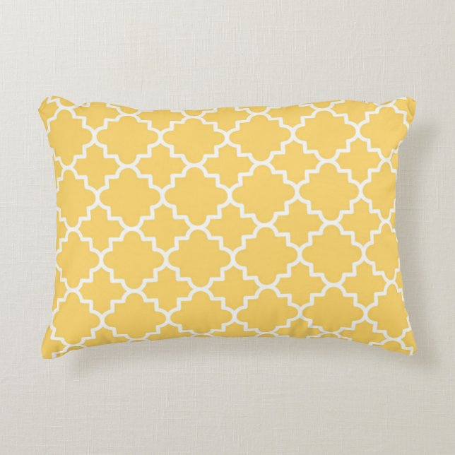 Almofada Decorativa Teste padrão amarelo de Quatrefoil (Frente)