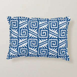 Almofada Decorativa Teste padrão asteca de Ikat - azuis cobaltos e