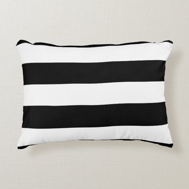 Almofada Decorativa Teste padrão branco preto moderno das listras (Frente)