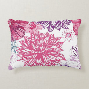 Almofada Decorativa Teste padrão com ásteres e a dália cor-de-rosa