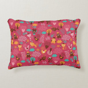 Almofada Decorativa Teste padrão com pássaros bonitos e gatos