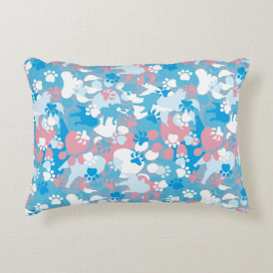 Almofada Decorativa Teste padrão cor-de-rosa e azul do cão da