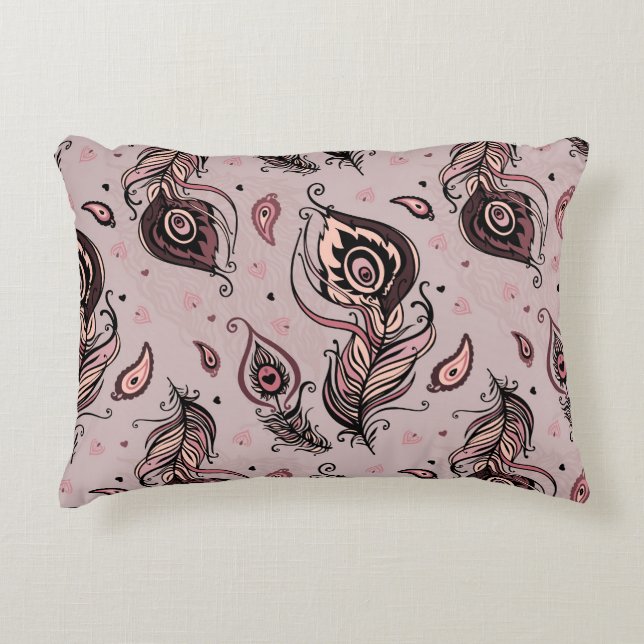 Almofada Decorativa Teste padrão da pena do pavão (Frente)