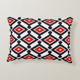 Almofada Decorativa Teste padrão de Ikat - obscuridade - vermelho,
