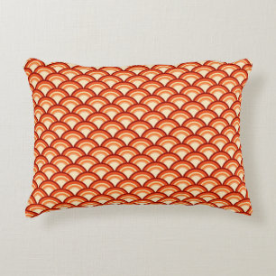 Almofada Decorativa Teste padrão de onda do art deco - laranja da