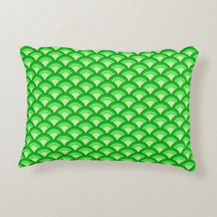 Almofada Decorativa Teste padrão de onda do art deco - verde de jade
