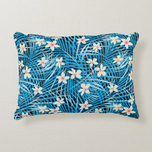 Almofada Decorativa Teste padrão do azul das folhas de palmeira
