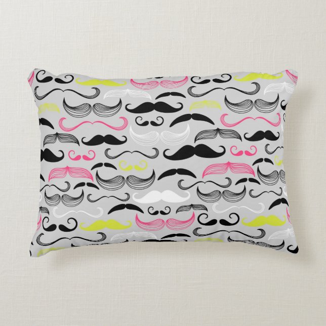 Almofada Decorativa Teste padrão do bigode, estilo retro (Frente)