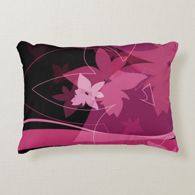 Almofada Decorativa Teste padrão floral magenta (Frente)