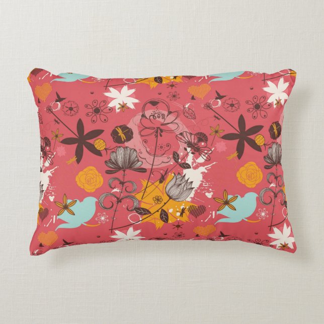 Almofada Decorativa Teste padrão floral retro 7 (Frente)