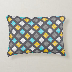 Almofada Decorativa Teste padrão geométrico amarelo azul cinzento