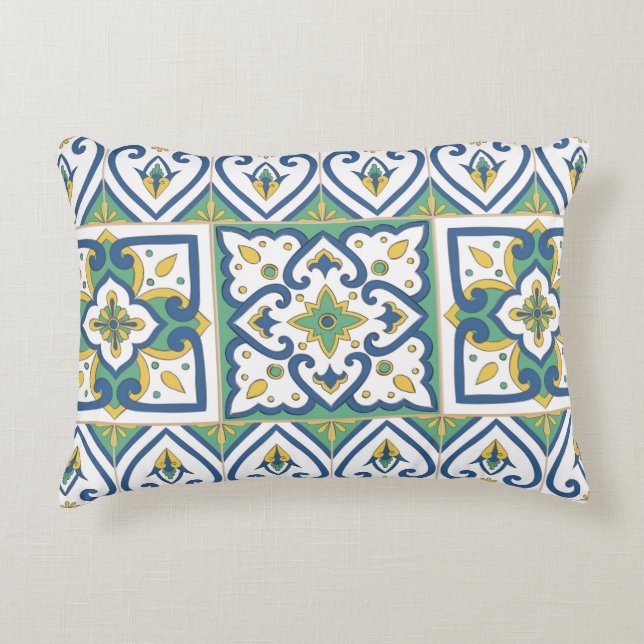 Almofada Decorativa Teste padrão italiano do azulejo - cerâmico (Frente)