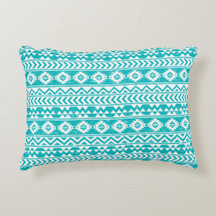 Almofada Decorativa Teste padrão tribal asteca do Grunge da cerceta