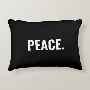 Almofada Decorativa Texto branco preto de paz personalizado minimalist