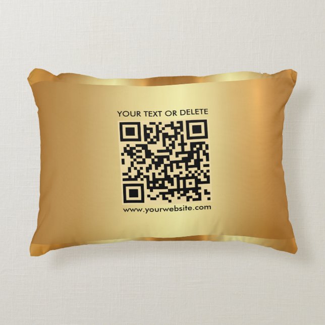 Almofada Decorativa Texto de Código QR Personalizado do Modelo Elegant (Frente)