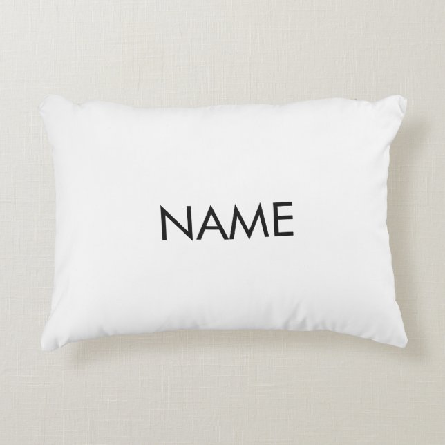 Almofada Decorativa Texto de nome personalizado minimalista branco pre (Frente)