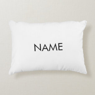 Almofada Decorativa Texto de nome personalizado mínimo branco preto