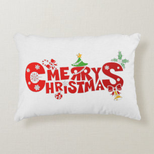 Almofada Decorativa Texto Divertido de Natal Feliz Com Sinos