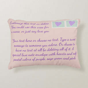 Almofada Decorativa Texto Personalizado Blush Pastel Corações Rosa C