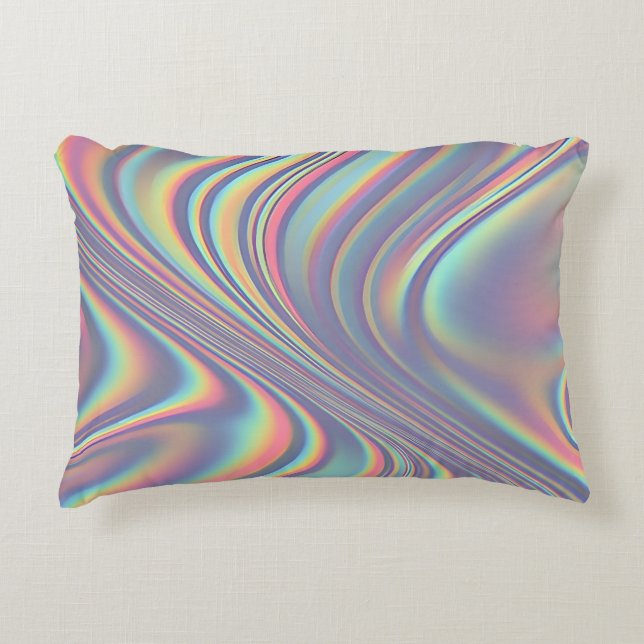 Almofada Decorativa Textura de Remoinho Holográfico Iridescente (Frente)
