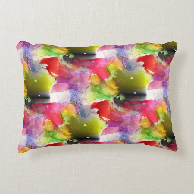 Almofada Decorativa Textura vermelha, aguarela amarela do design (Frente)