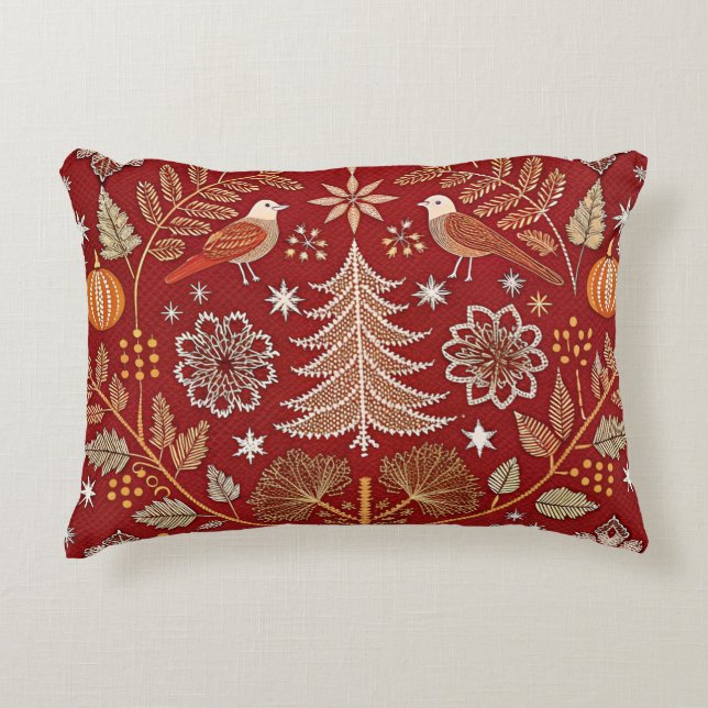 Almofada Decorativa Thread Branco do Cobrir Bordado Nórdico (Frente)